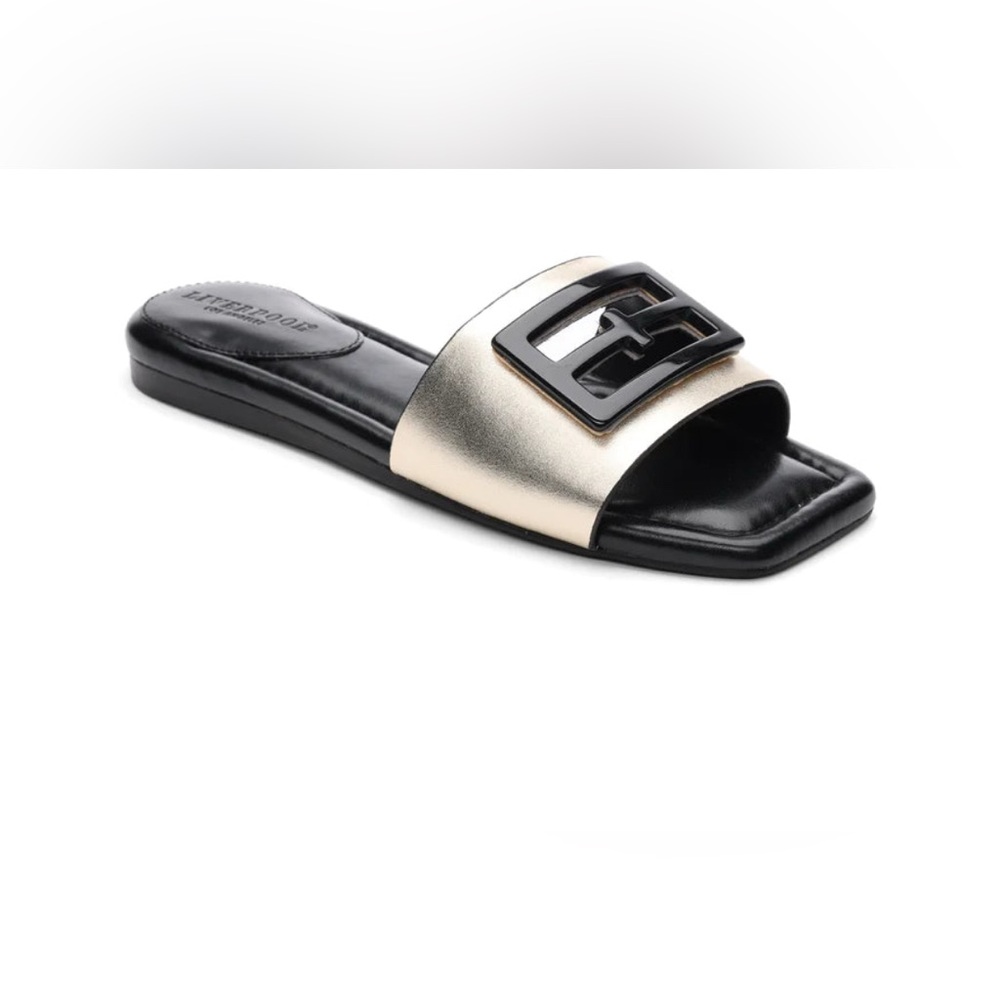 Liverpool Gold and Black Slide Sandals